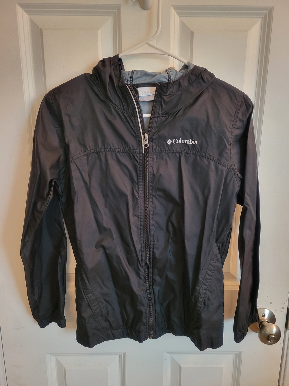 Columbia Kids Black Hooded Rain Jacket Size Youth Medium 10-12